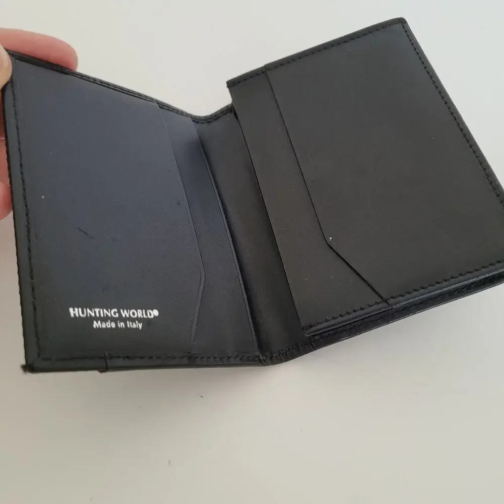 Hunting World Mini Designer Black Wallet Credit Card Holder Small Compact